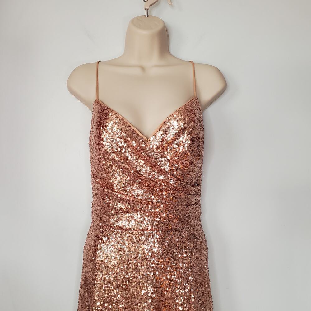 Watters Anzen 5300 Sequin Maxi Evening Dress Gown Rose Gold Wedding Size 10 - Picture 5 of 11